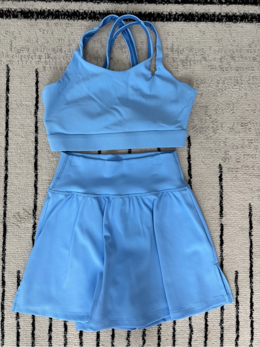 Salt Project Refined Ribbed Adore You Skirt in Day Dream Blue.